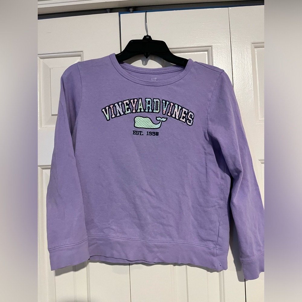 Vineyard Vines Girl's Purple Logo Pullover Sweatshirt Size Medium